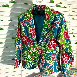 New Identity bright colorful floral cotton summer weight jacket